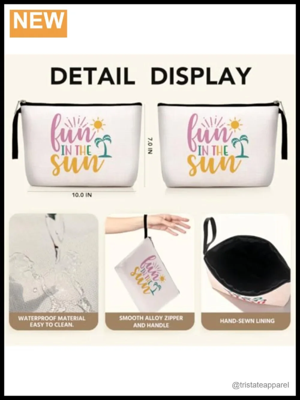Flax Cosmetic Bag Reusable Zipper Pouch Travel Makeup Case